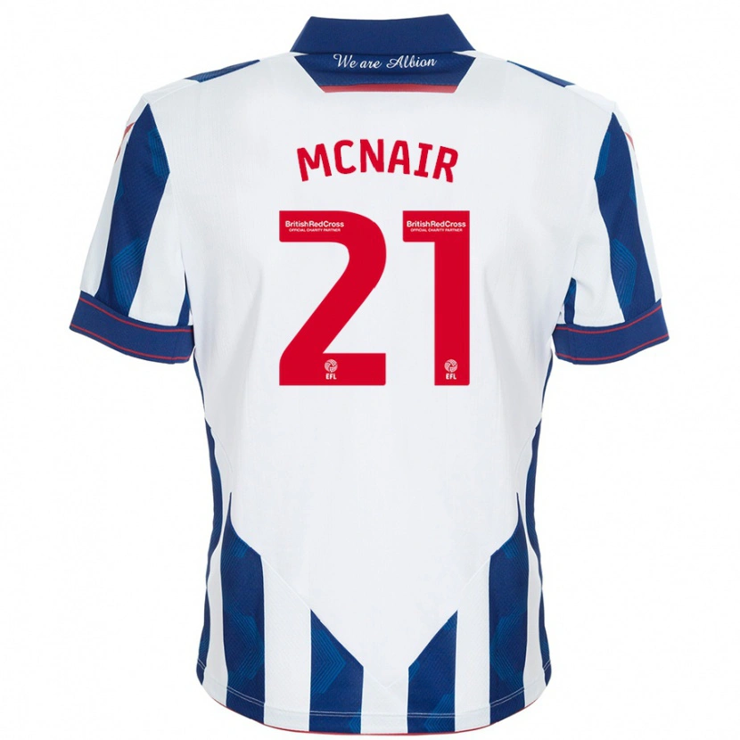 Danxen Homme Maillot Paddy Mcnair #21 Blanc Bleu Foncé Tenues Domicile 2024/25 T-Shirt