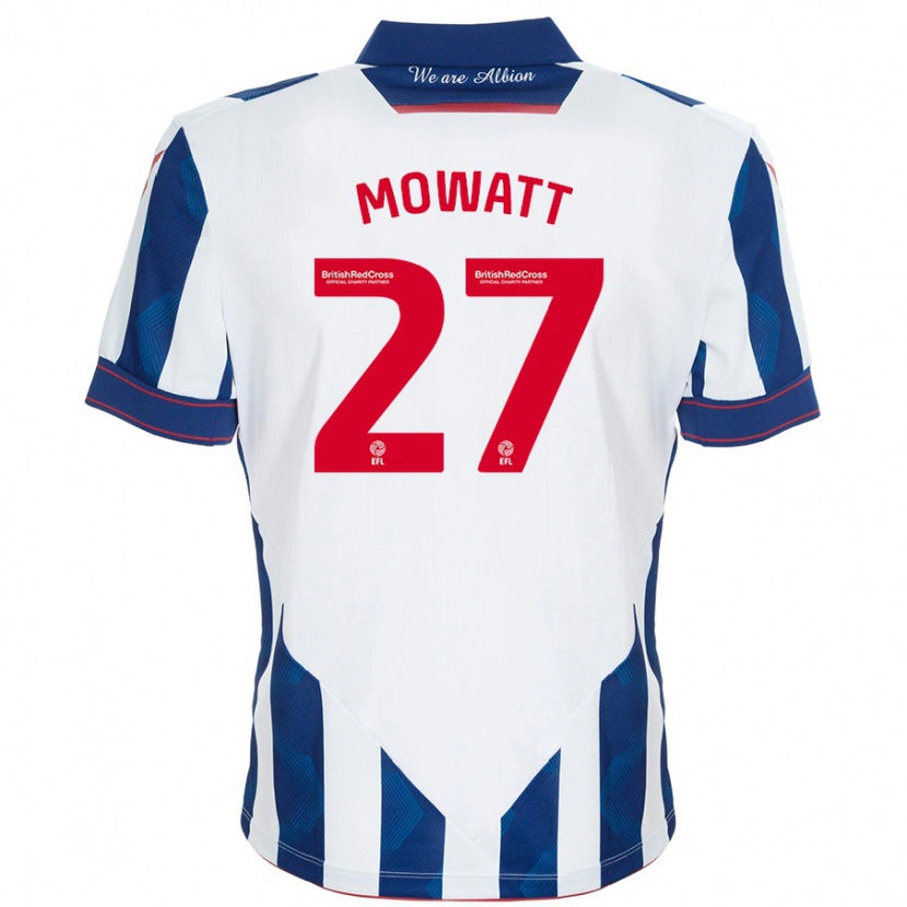 Danxen Homme Maillot Alex Mowatt #27 Blanc Bleu Foncé Tenues Domicile 2024/25 T-Shirt