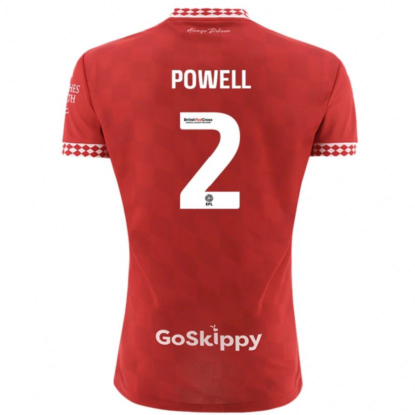 Danxen Homme Maillot Ella Powell #2 Rouge Tenues Domicile 2024/25 T-Shirt