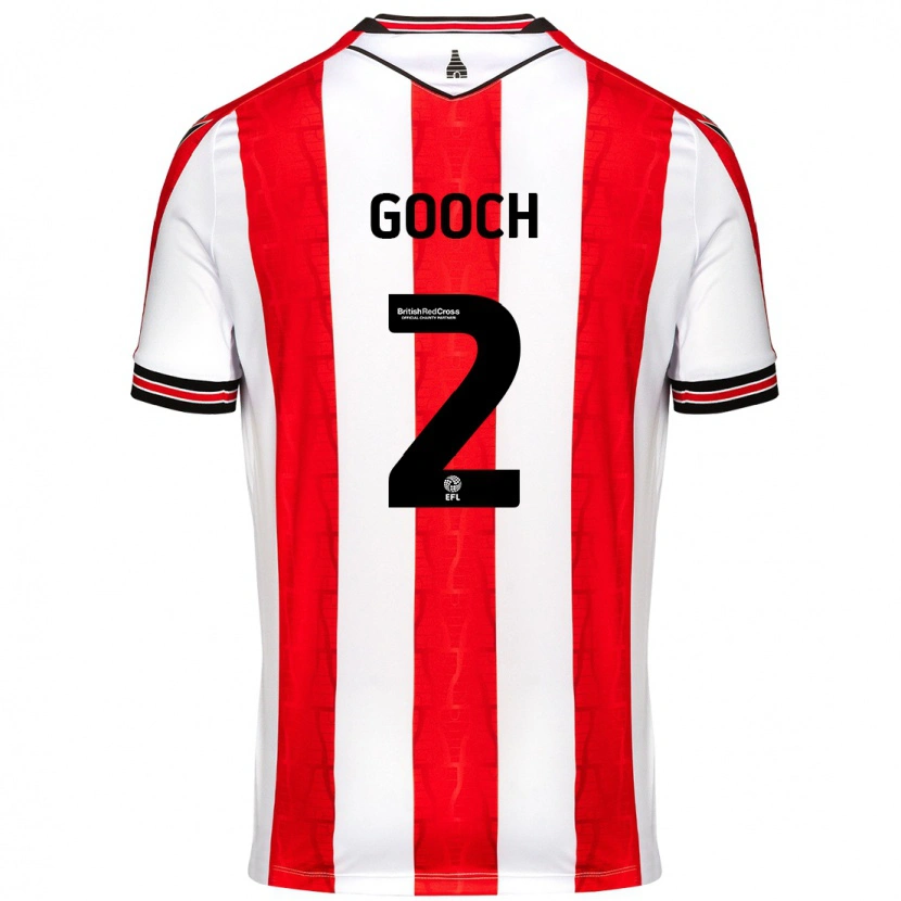 Danxen Homme Maillot Lynden Gooch #2 Rouge Blanc Tenues Domicile 2024/25 T-Shirt