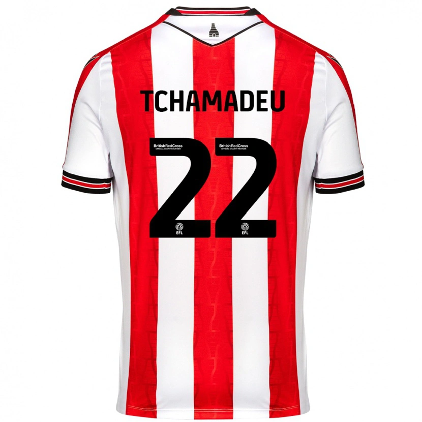 Danxen Homme Maillot Junior Tchamadeu #22 Rouge Blanc Tenues Domicile 2024/25 T-Shirt