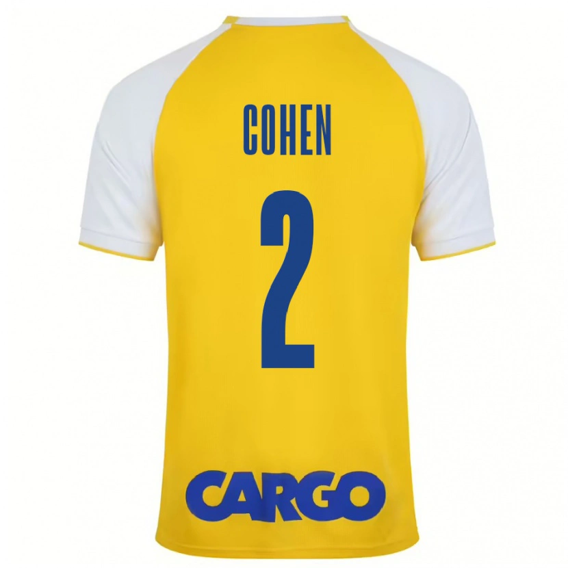 Danxen Homme Maillot Avishay Cohen #2 Jaune Blanc Tenues Domicile 2024/25 T-Shirt