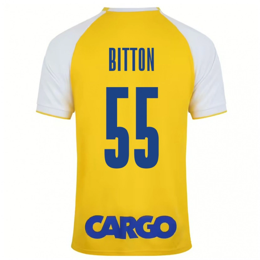 Danxen Homme Maillot Nir Bitton #55 Jaune Blanc Tenues Domicile 2024/25 T-Shirt