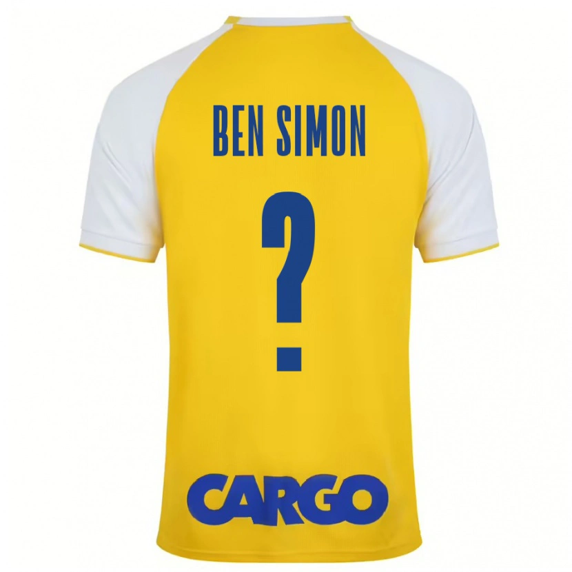 Danxen Homme Maillot Ilay Ben Simon #0 Jaune Blanc Tenues Domicile 2024/25 T-Shirt