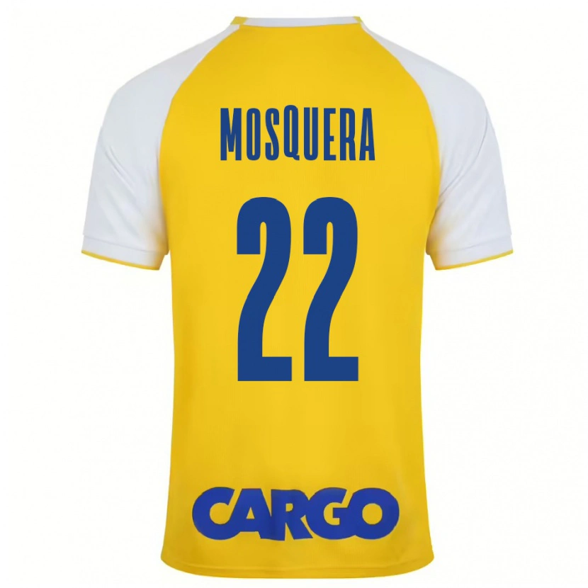 Danxen Homme Maillot Orlando Mosquera #22 Jaune Blanc Tenues Domicile 2024/25 T-Shirt