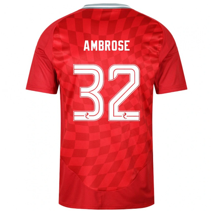 Danxen Homme Maillot Peter Ambrose #32 Rouge Tenues Domicile 2024/25 T-Shirt