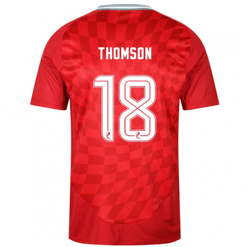 Danxen Homme Maillot Eva Thomson #18 Rouge Tenues Domicile 2024/25 T-Shirt