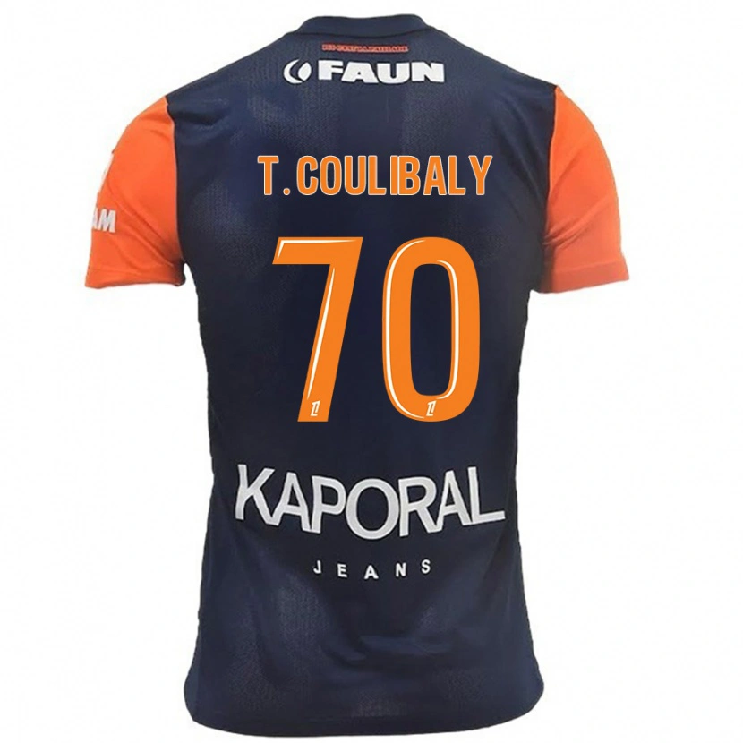 Danxen Homme Maillot Tanguy Coulibaly #70 Bleu Marine Orange Tenues Domicile 2024/25 T-Shirt