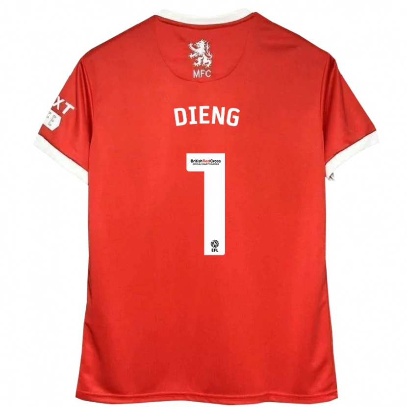 Danxen Homme Maillot Seny Dieng #1 Rouge Blanc Tenues Domicile 2024/25 T-Shirt