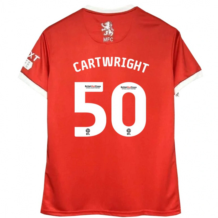 Danxen Homme Maillot Fin Cartwright #50 Rouge Blanc Tenues Domicile 2024/25 T-Shirt