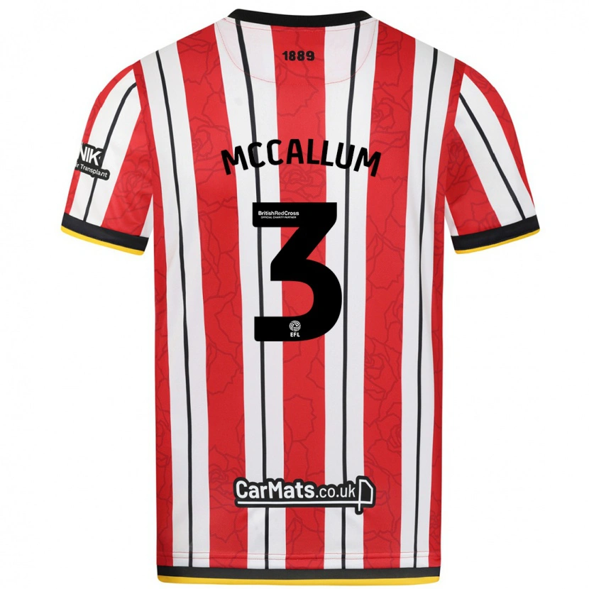 Danxen Homme Maillot Sam Mccallum #3 Rayures Blanches Rouges Tenues Domicile 2024/25 T-Shirt