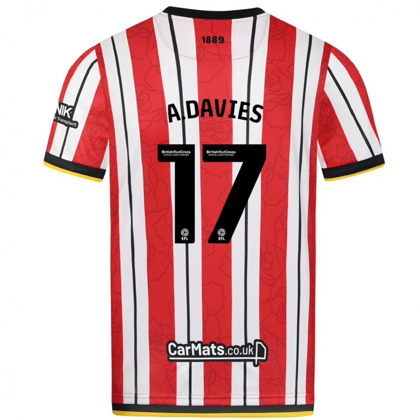 Danxen Homme Maillot Adam Davies #17 Rayures Blanches Rouges Tenues Domicile 2024/25 T-Shirt