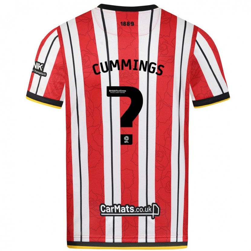 Danxen Homme Maillot Ethan Cummings #0 Rayures Blanches Rouges Tenues Domicile 2024/25 T-Shirt