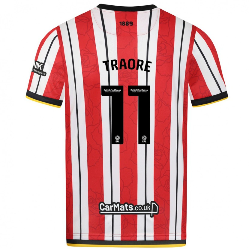 Danxen Homme Maillot Bénie Traoré #11 Rayures Blanches Rouges Tenues Domicile 2024/25 T-Shirt