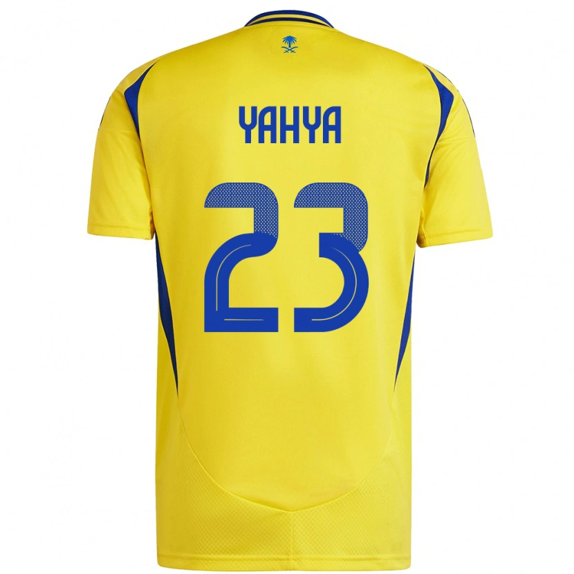 Danxen Homme Maillot Ayman Yahya #23 Jaune Bleu Tenues Domicile 2024/25 T-Shirt