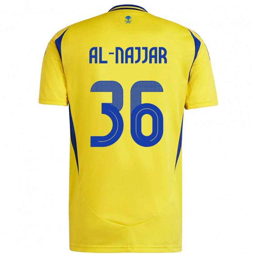 Danxen Homme Maillot Raghed Al-Najjar #36 Jaune Bleu Tenues Domicile 2024/25 T-Shirt