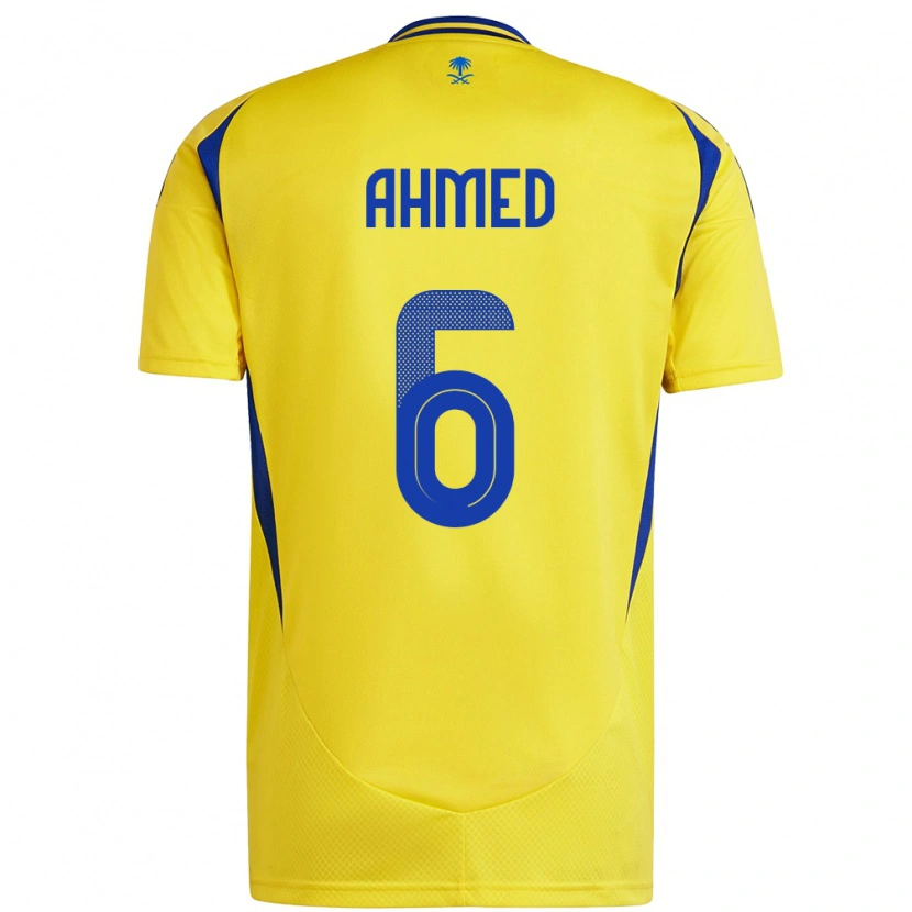 Danxen Homme Maillot Aseel Ahmed #6 Jaune Bleu Tenues Domicile 2024/25 T-Shirt