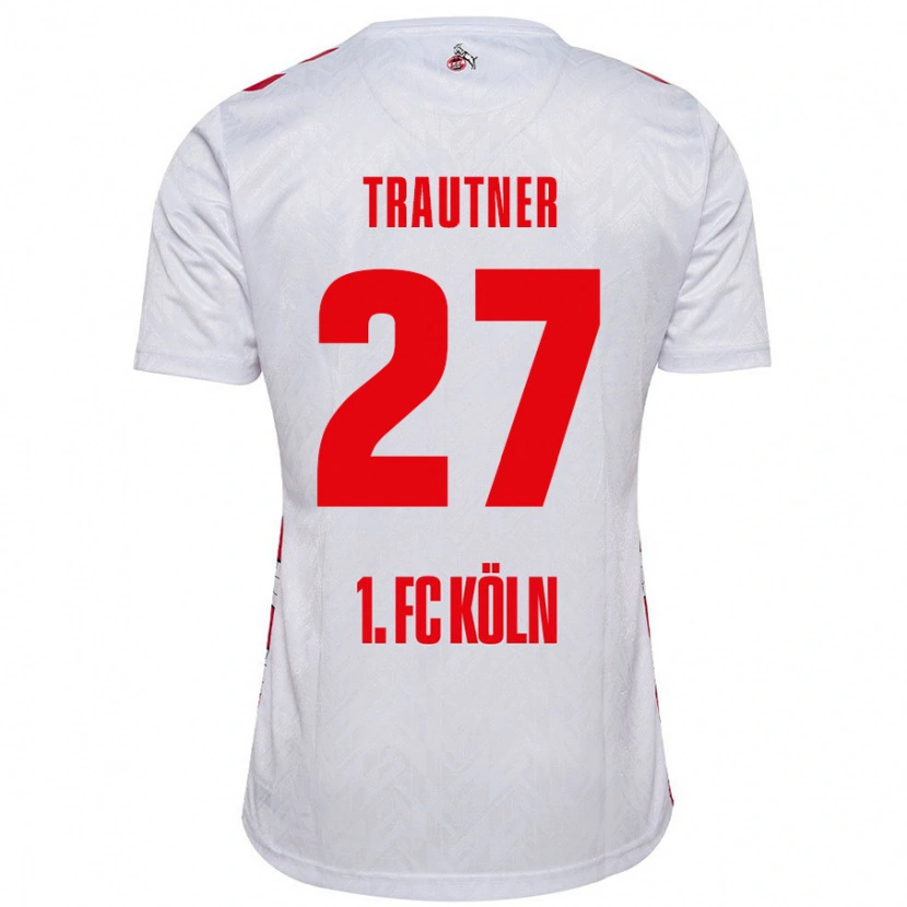 Danxen Homme Maillot Tobias Trautner #27 Blanc Rouge Tenues Domicile 2024/25 T-Shirt