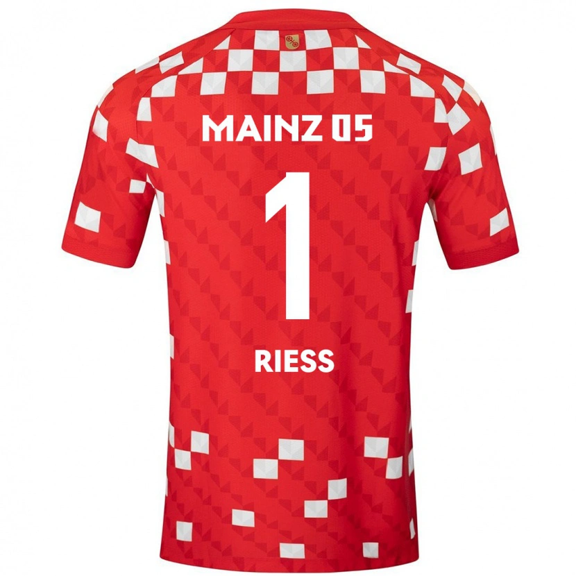 Danxen Homme Maillot Lasse Rieß #1 Blanc Rouge Tenues Domicile 2024/25 T-Shirt