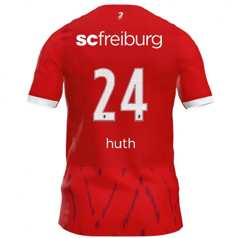 Danxen Homme Maillot Jannik Huth #24 Rouge Tenues Domicile 2024/25 T-Shirt