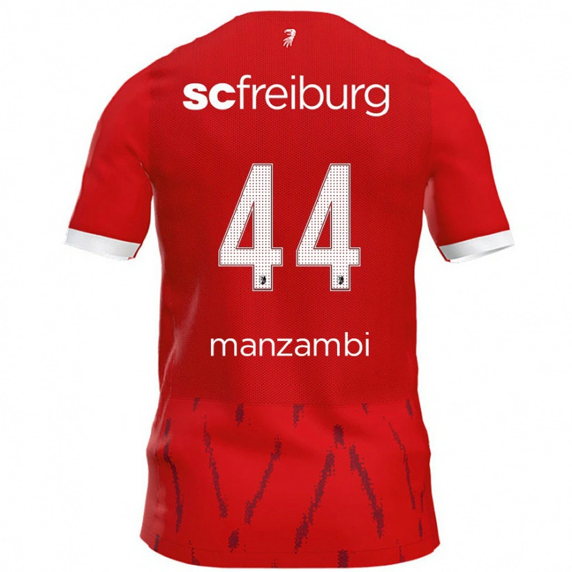 Danxen Homme Maillot Johan Manzambi #44 Rouge Tenues Domicile 2024/25 T-Shirt