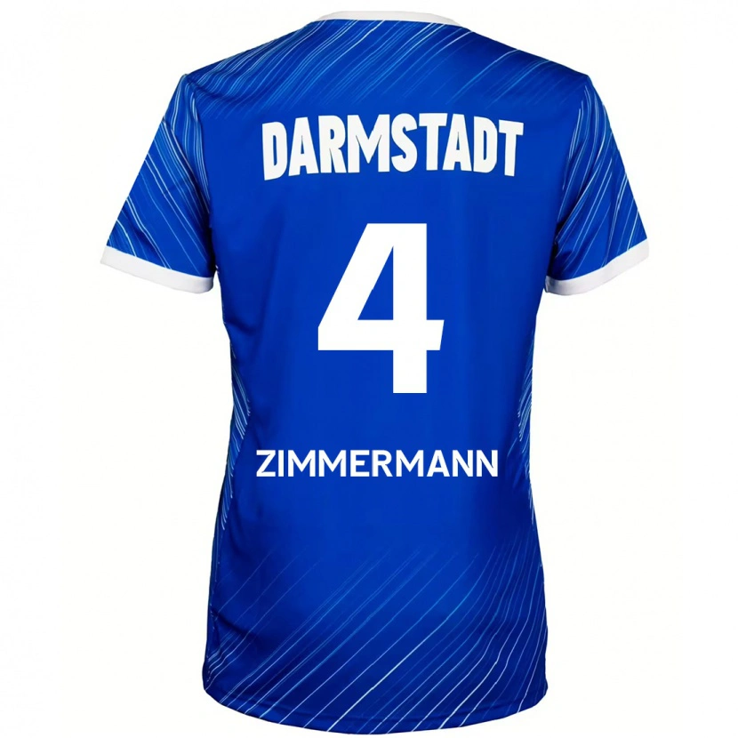 Danxen Homme Maillot Christoph Zimmermann #4 Bleu Blanc Tenues Domicile 2024/25 T-Shirt