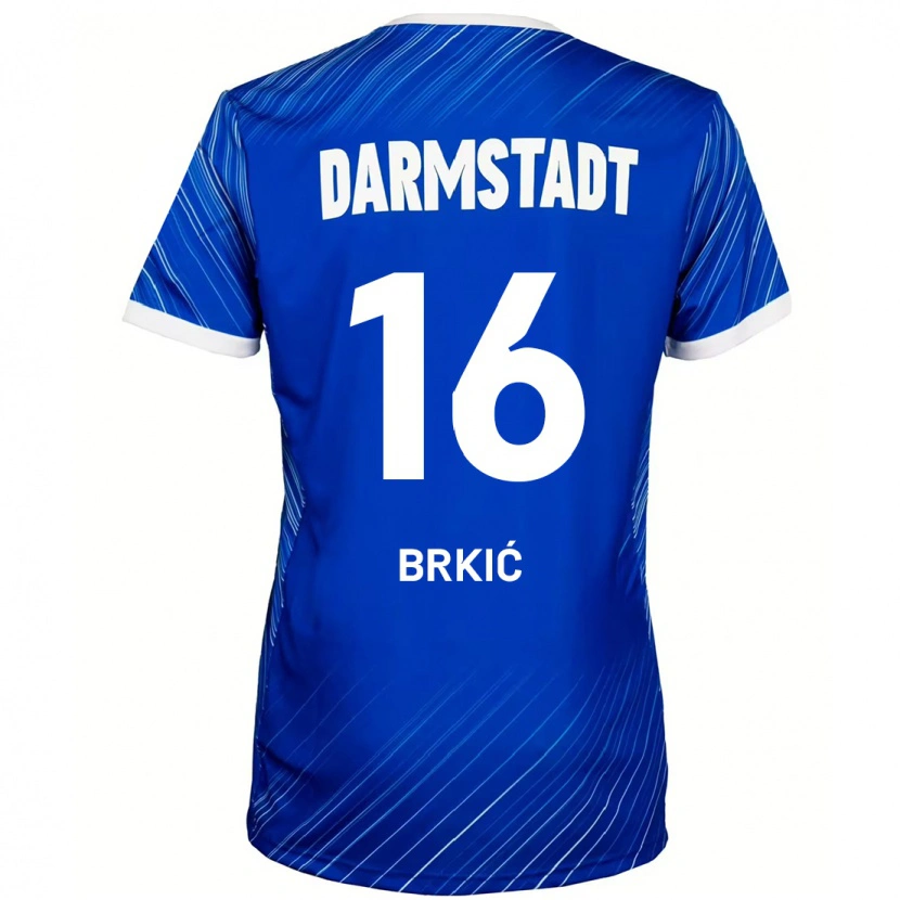 Danxen Homme Maillot Amar Brkić #16 Bleu Blanc Tenues Domicile 2024/25 T-Shirt