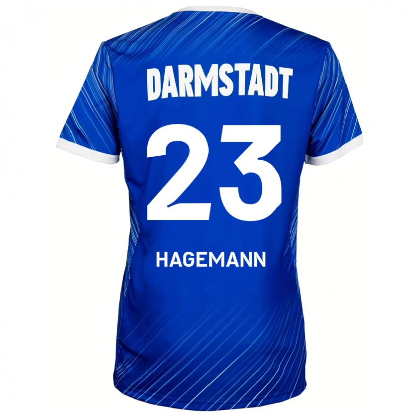 Danxen Homme Maillot Emil Hagemann #23 Bleu Blanc Tenues Domicile 2024/25 T-Shirt