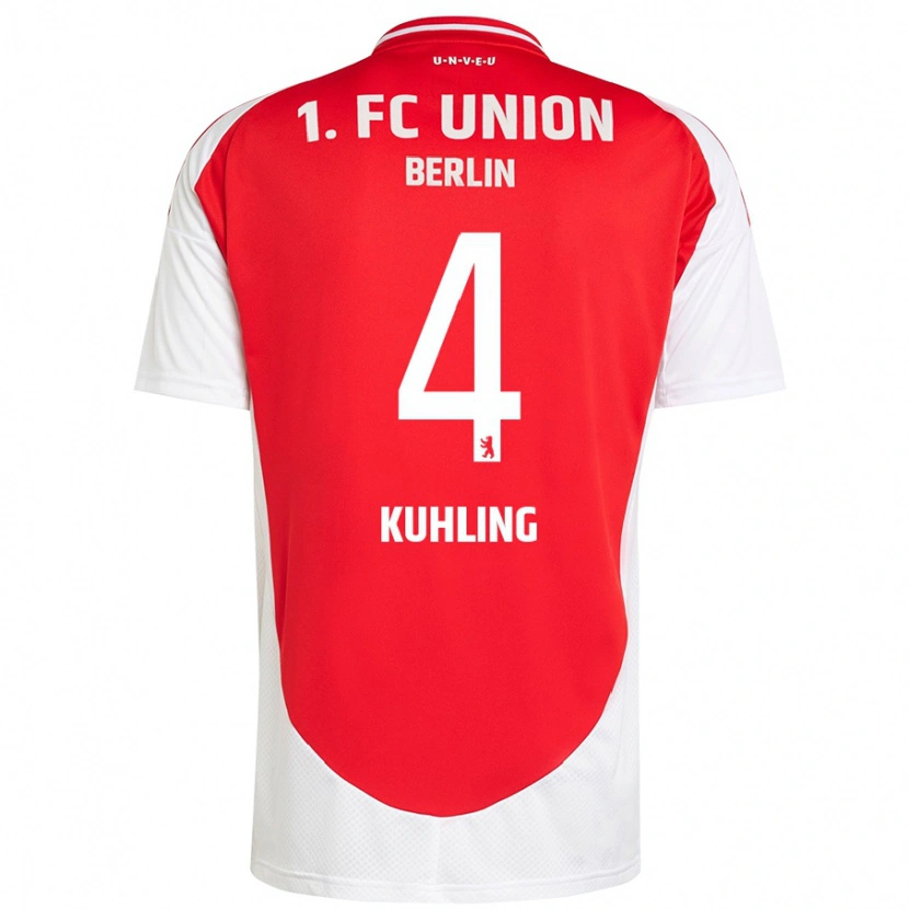 Danxen Homme Maillot Ole Kühling #4 Rouge Blanc Tenues Domicile 2024/25 T-Shirt