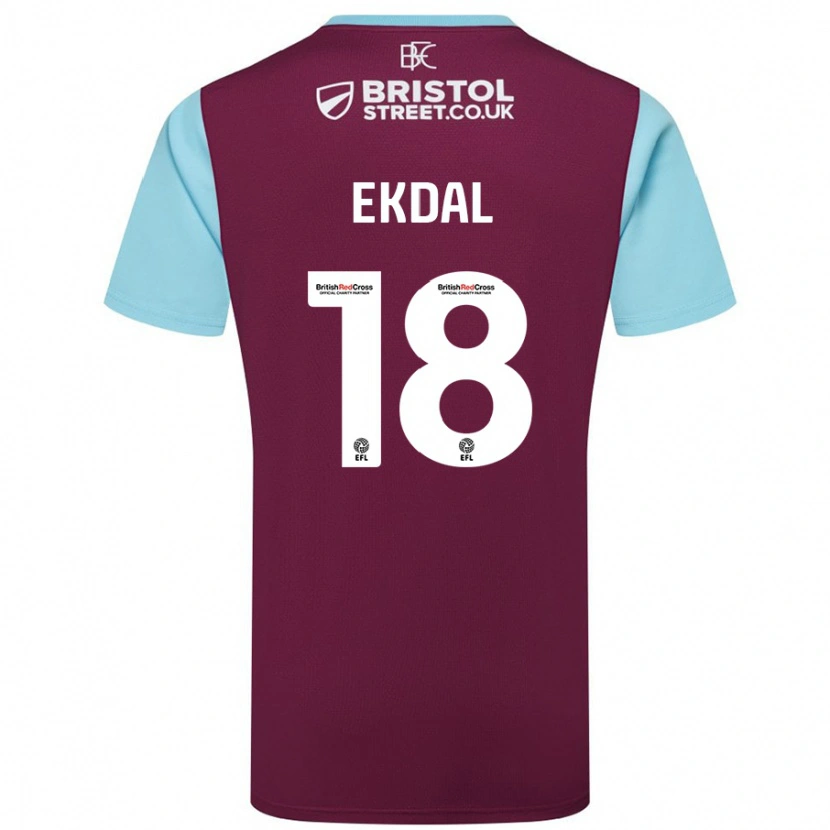 Danxen Homme Maillot Hjalmar Ekdal #18 Bordeaux Bleu Ciel Tenues Domicile 2024/25 T-Shirt