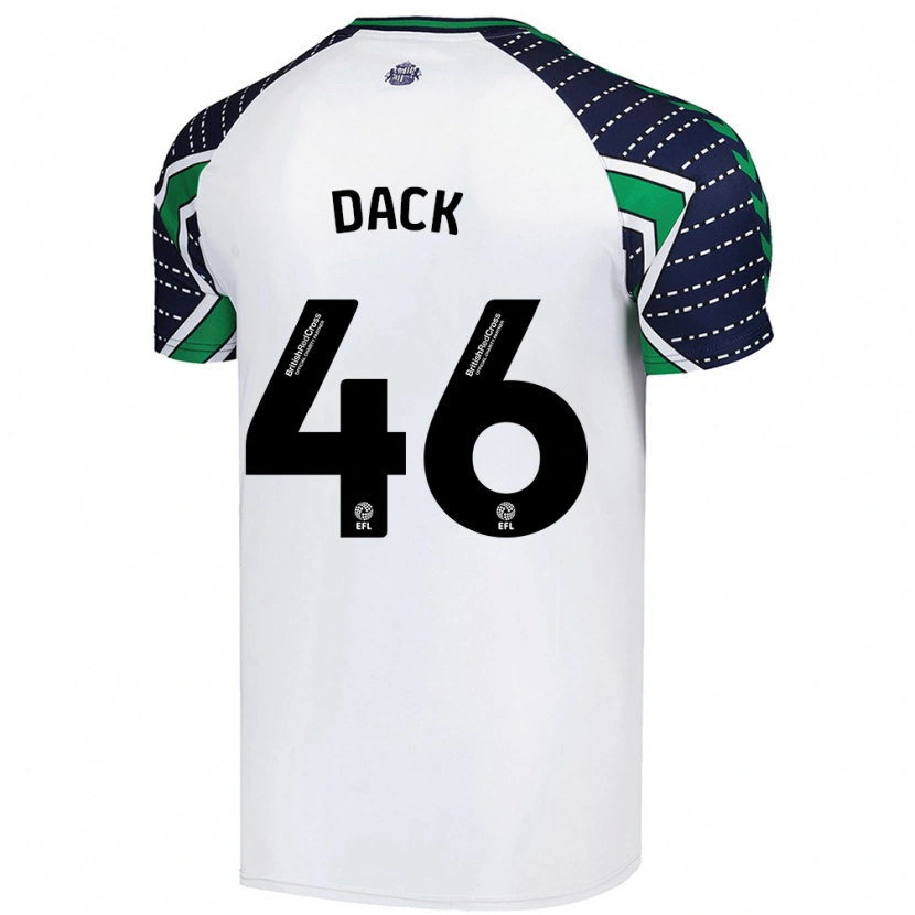 Danxen Homme Maillot Bradley Dack #46 Blanc Tenues Extérieur 2024/25 T-Shirt