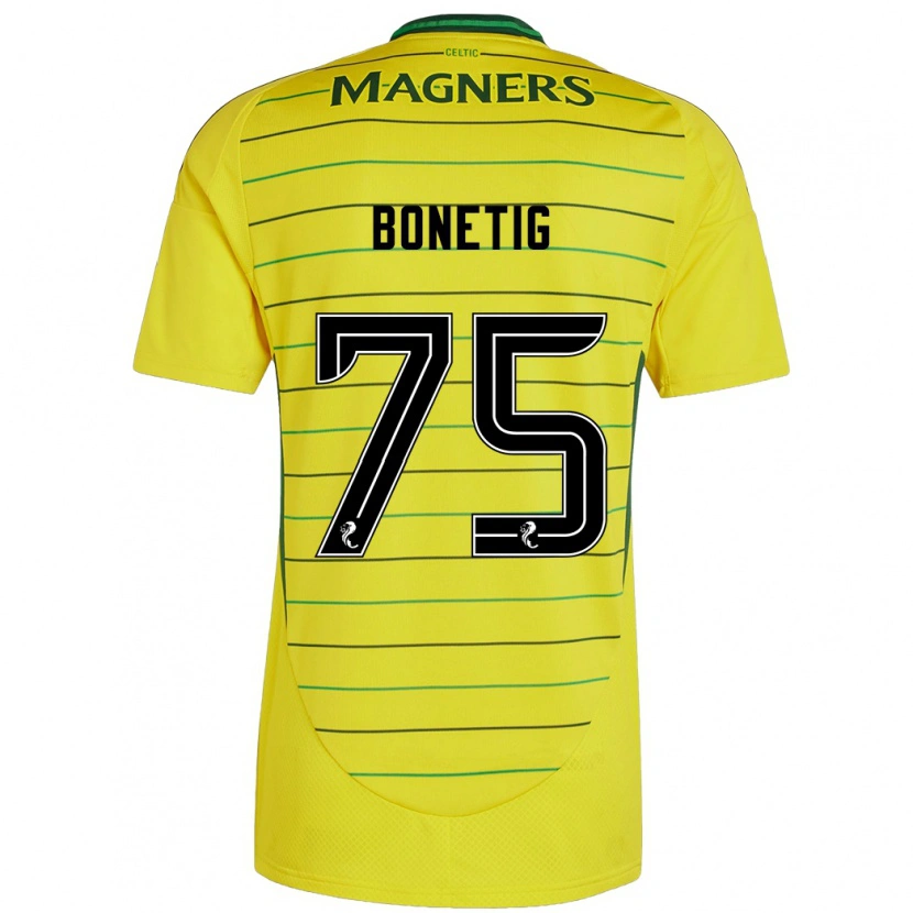 Danxen Homme Maillot Liam Bonetig #75 Jaune Tenues Extérieur 2024/25 T-Shirt