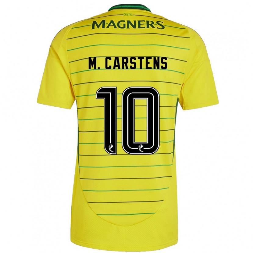 Danxen Homme Maillot Mathilde Carstens #10 Jaune Tenues Extérieur 2024/25 T-Shirt