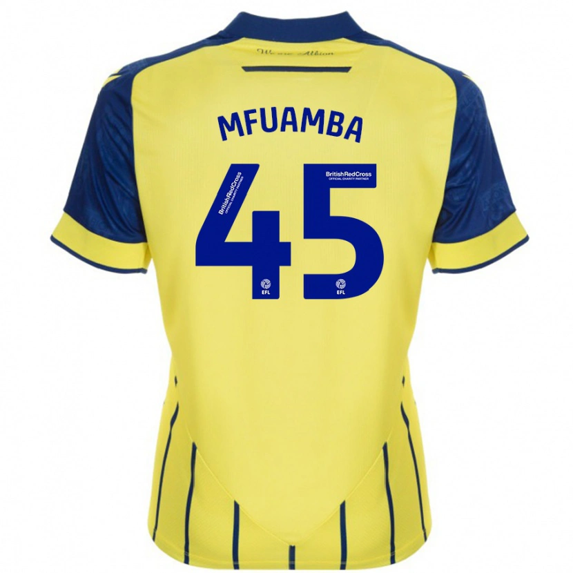 Danxen Homme Maillot Kevin Mfuamba #45 Jaune Bleu Tenues Extérieur 2024/25 T-Shirt