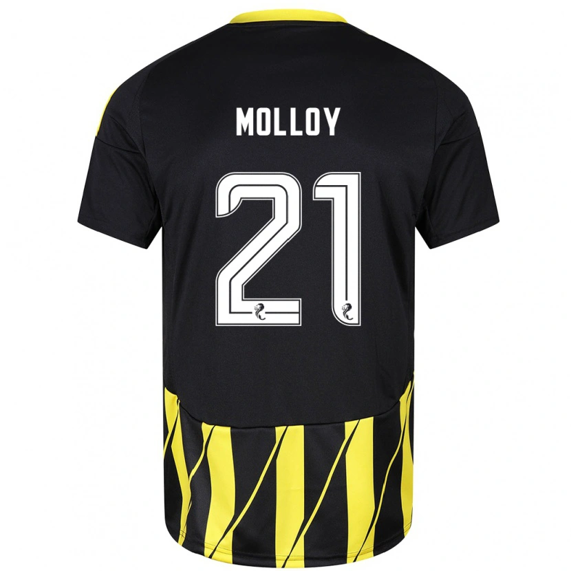 Danxen Homme Maillot Gavin Molloy #21 Noir Jaune Tenues Extérieur 2024/25 T-Shirt