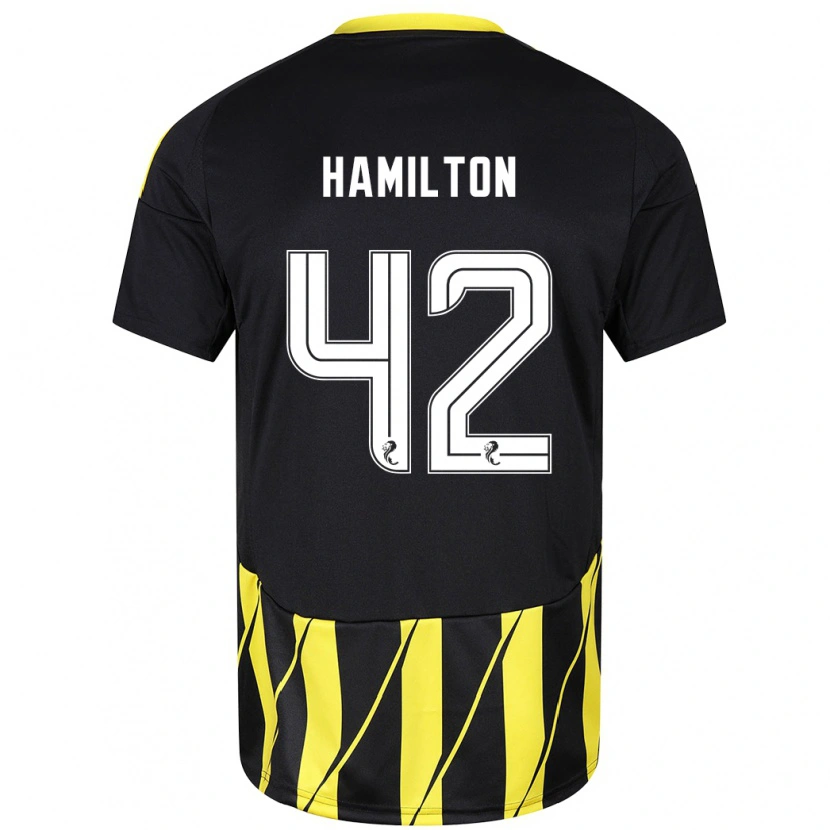 Danxen Homme Maillot Brendan Hamilton #42 Noir Jaune Tenues Extérieur 2024/25 T-Shirt