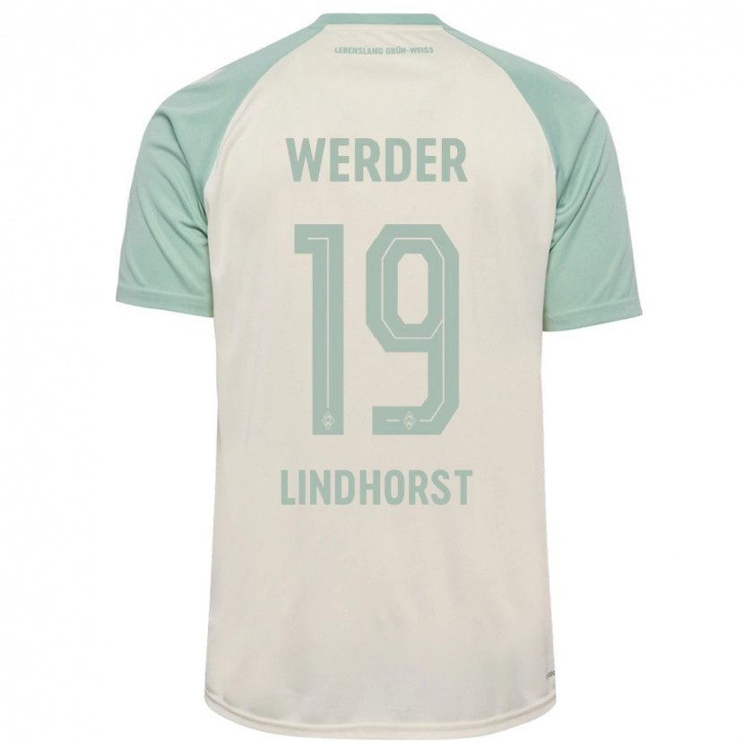 Danxen Homme Maillot Jerrit Lindhorst #19 Blanc Cassé Vert Clair Tenues Extérieur 2024/25 T-Shirt