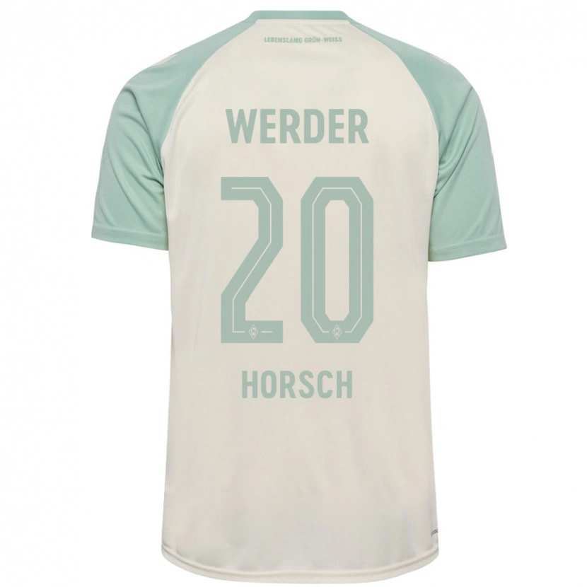 Danxen Homme Maillot Jonas Horsch #20 Blanc Cassé Vert Clair Tenues Extérieur 2024/25 T-Shirt