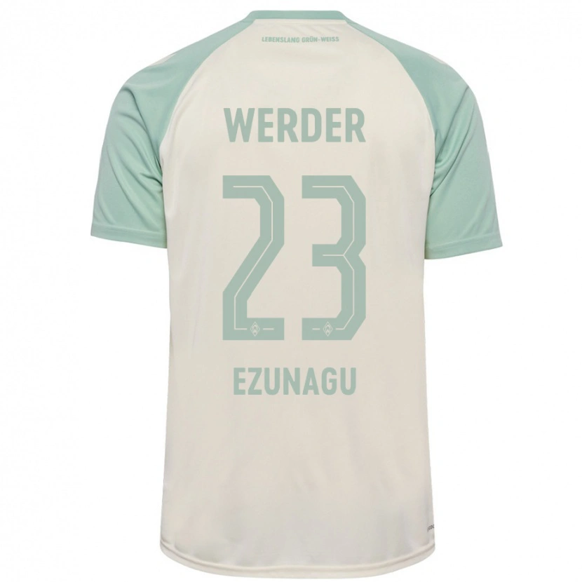 Danxen Homme Maillot Ike Ezunagu #23 Blanc Cassé Vert Clair Tenues Extérieur 2024/25 T-Shirt