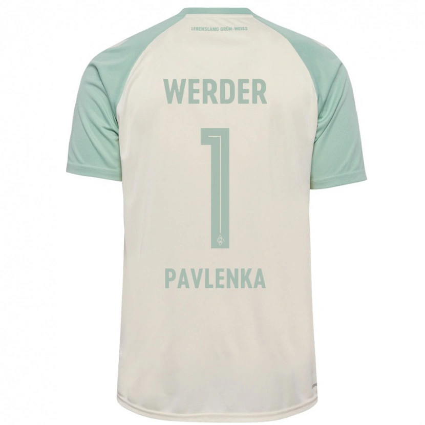 Danxen Homme Maillot Jiri Pavlenka #1 Blanc Cassé Vert Clair Tenues Extérieur 2024/25 T-Shirt