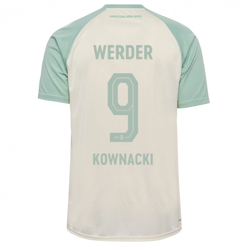 Danxen Homme Maillot Dawid Kownacki #9 Blanc Cassé Vert Clair Tenues Extérieur 2024/25 T-Shirt