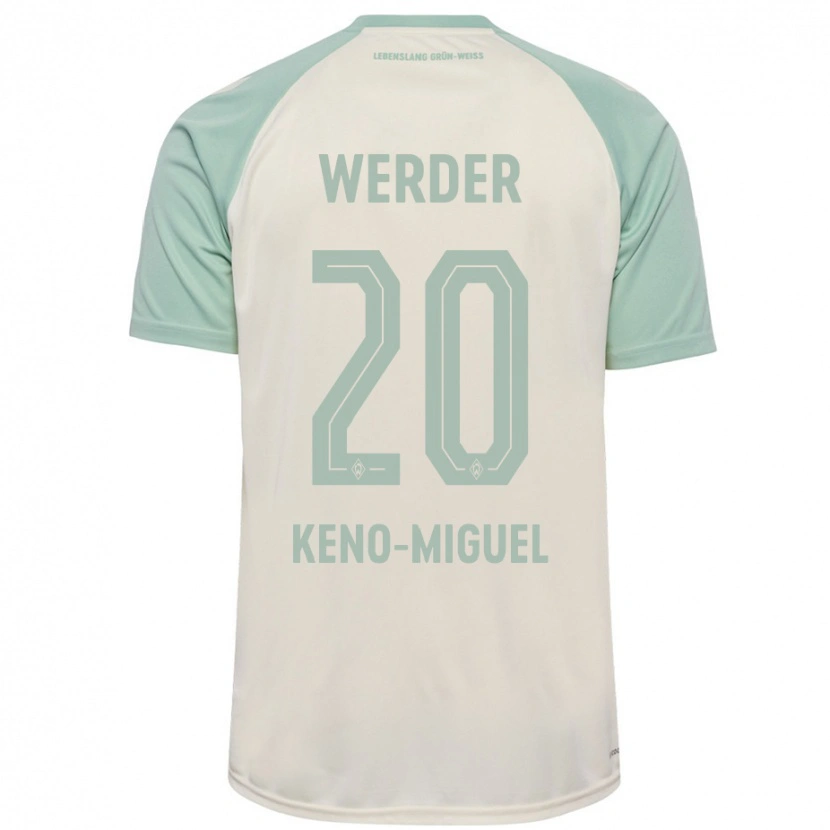 Danxen Homme Maillot Keno-Miguel Meyer #20 Blanc Cassé Vert Clair Tenues Extérieur 2024/25 T-Shirt