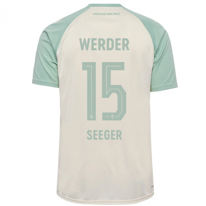 Danxen Homme Maillot Ben Ekobena-Seeger #15 Blanc Cassé Vert Clair Tenues Extérieur 2024/25 T-Shirt