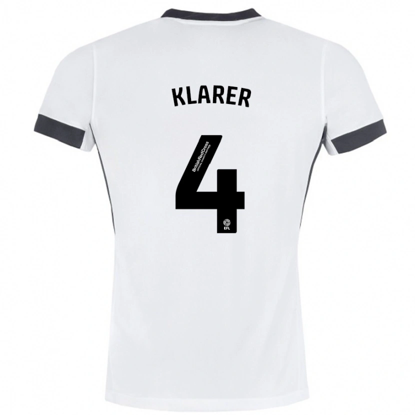 Danxen Homme Maillot Christoph Klarer #4 Blanc Noir Tenues Extérieur 2024/25 T-Shirt