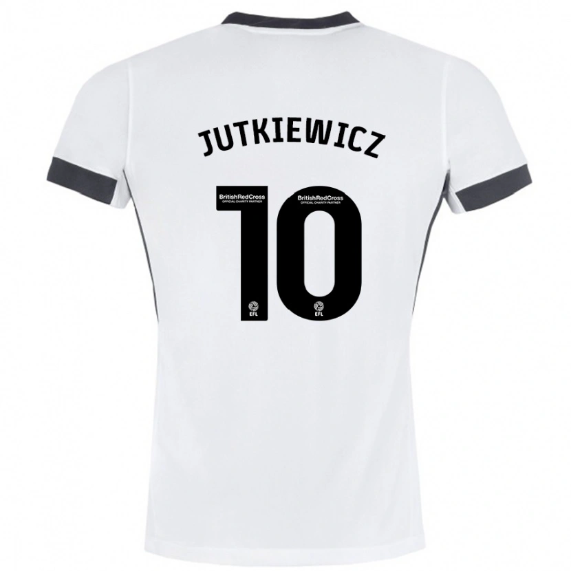 Danxen Homme Maillot Lukas Jutkiewicz #10 Blanc Noir Tenues Extérieur 2024/25 T-Shirt