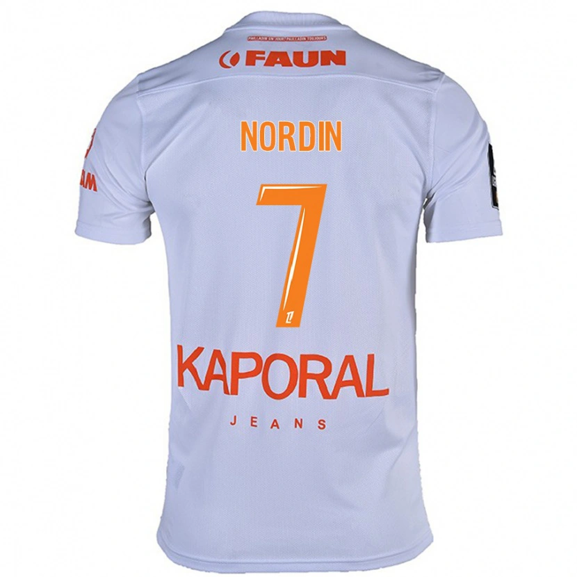 Danxen Homme Maillot Arnaud Nordin #7 Blanc Tenues Extérieur 2024/25 T-Shirt