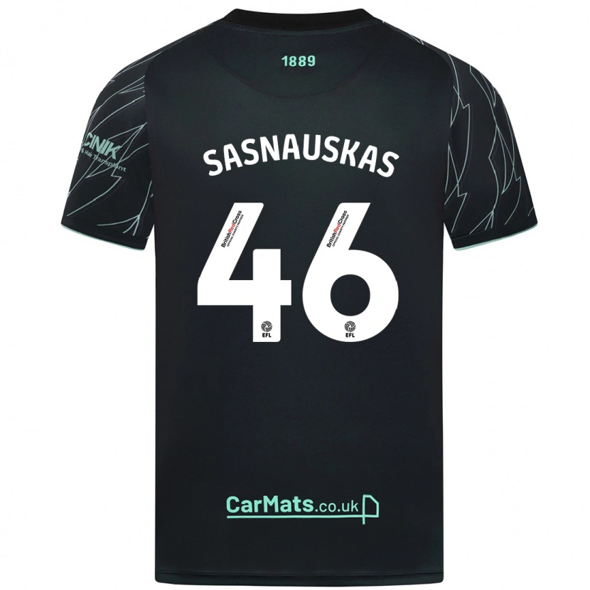 Danxen Homme Maillot Dovydas Sasnauskas #46 Noir Vert Tenues Extérieur 2024/25 T-Shirt