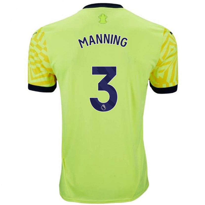 Danxen Homme Maillot Ryan Manning #3 Jaune Tenues Extérieur 2024/25 T-Shirt