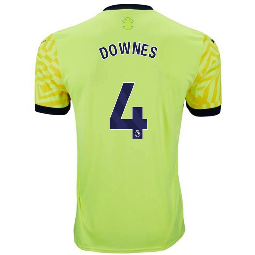 Danxen Homme Maillot Flynn Downes #4 Jaune Tenues Extérieur 2024/25 T-Shirt