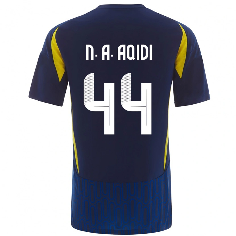 Danxen Homme Maillot Nawaf Al-Aqidi #44 Bleu Jaune Tenues Extérieur 2024/25 T-Shirt